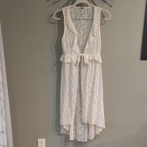 Festival Bke Lace Longline Open Front Ivory Top Romance Boho Fairy Beachy